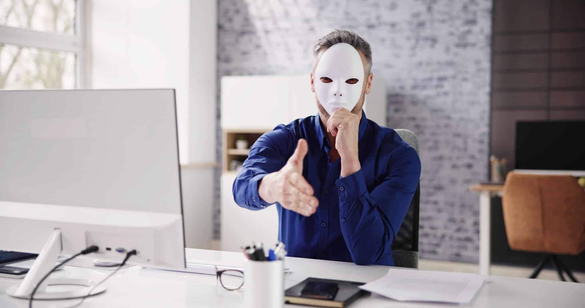 Fake Salesman Agent. Deceitful Evil Man