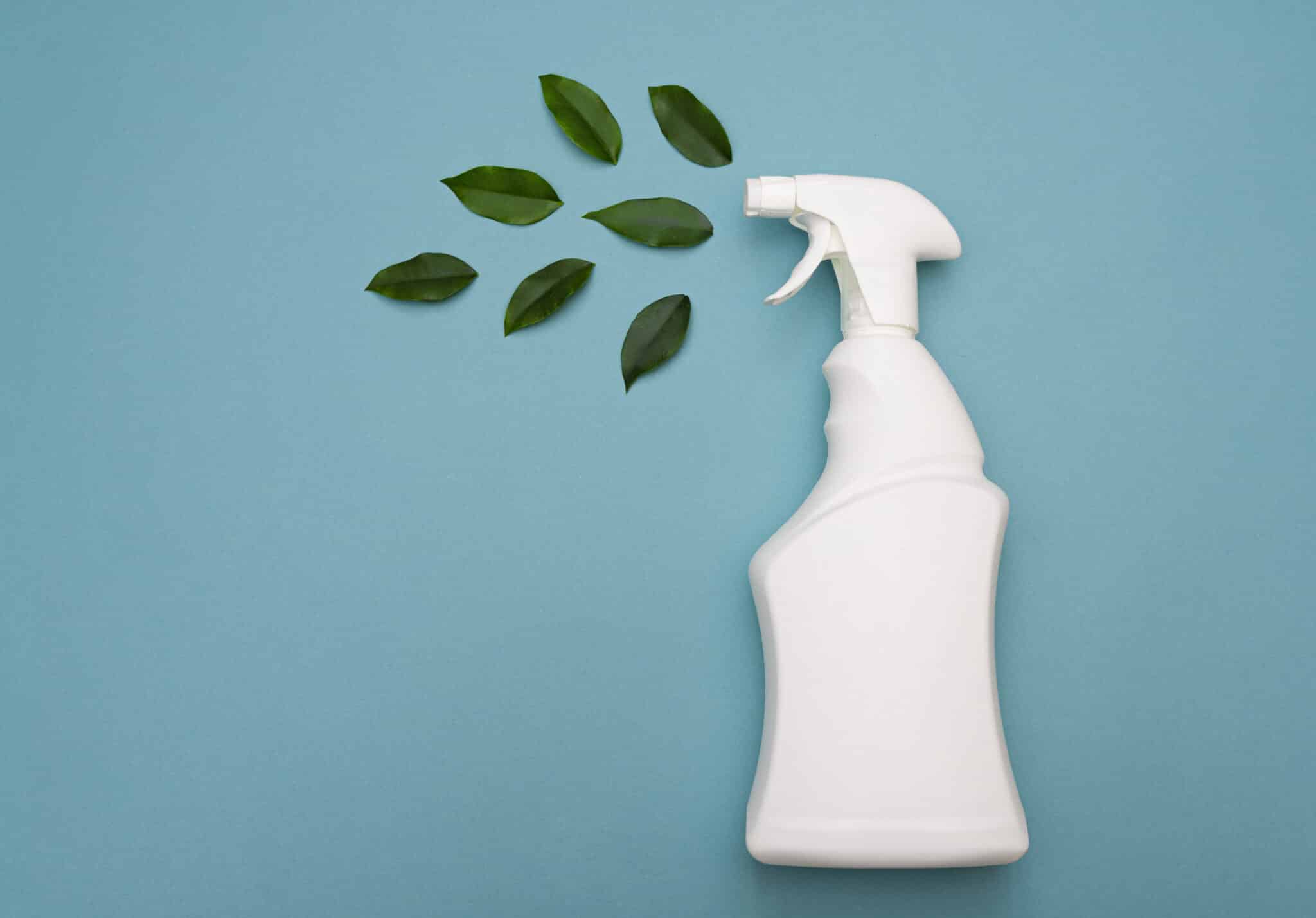 Empty white bottle mockup for cleaning and tidying up