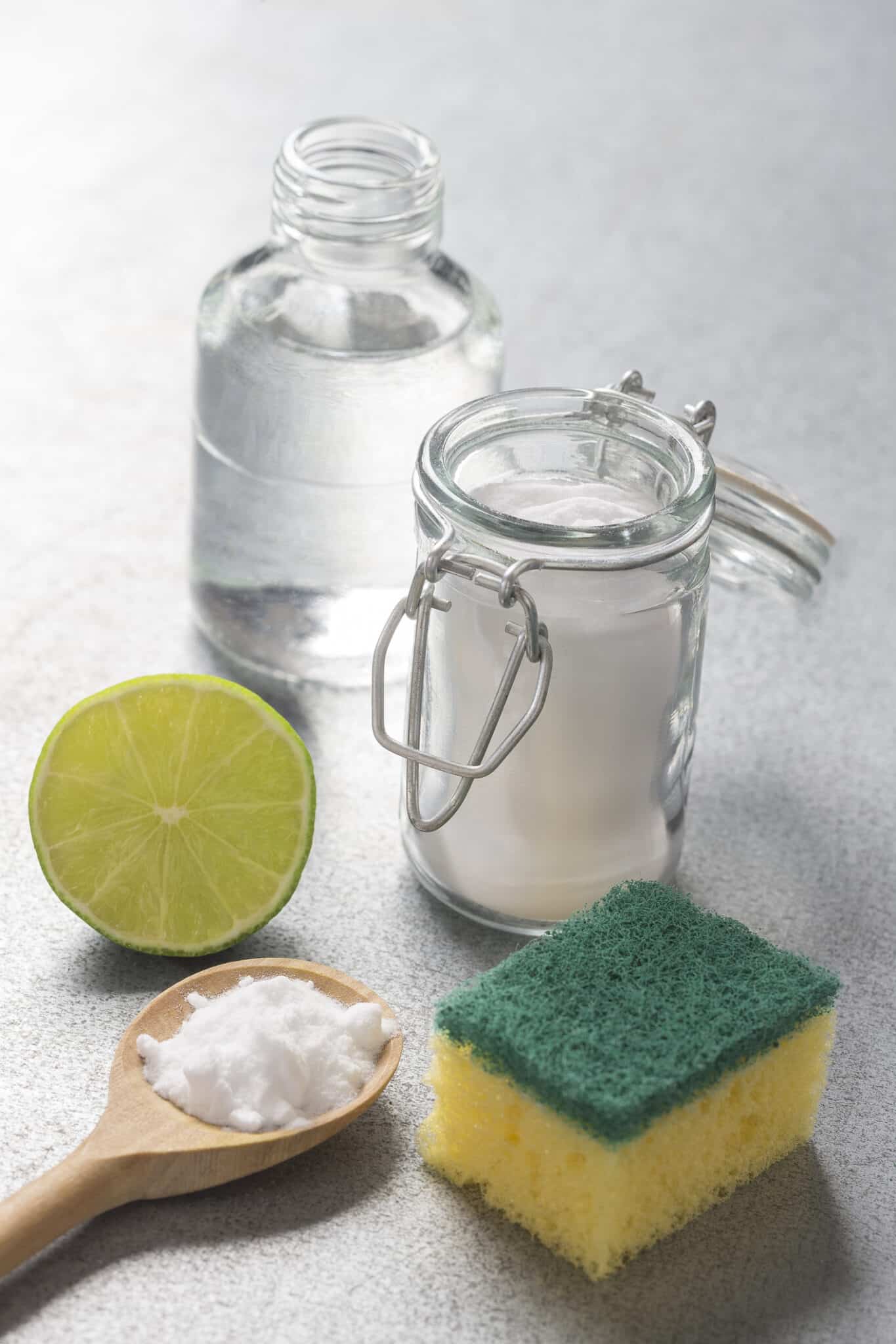 Natural cleaning tools lemon and sodium bicarbonate